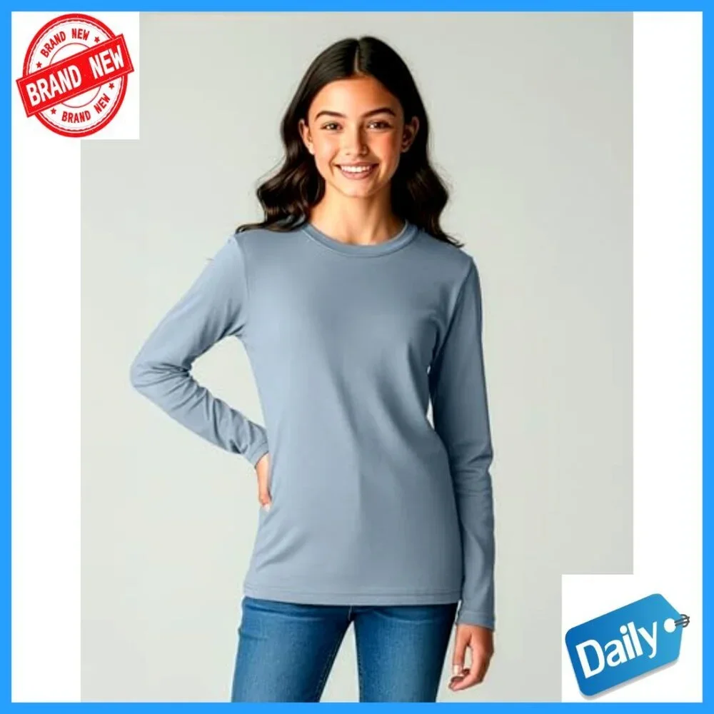 Girls Long Sleeve Cotton Tees 4-Pack Athletic Fit Youth Sizes